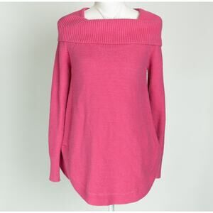 Moth by Anthropologie Brenta Hot Pink Cowl Neck Tunic Sweater Size Small